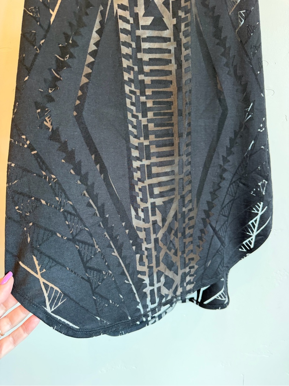 MOSSIMO Target Black Sheer Geometric Design Swimsuit Cover Or Tank Top - Picture 4 of 9